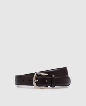 Brunello Cucinelli Кожаный ремень коричневого цвета MAUNX346