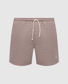 Brunello Cucinelli Коричневые шорты для плавания в принт MR847043