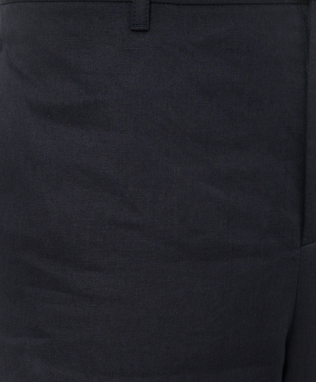 Agnona Темно-сині штани з льону T711U7YU3049 зображення 5