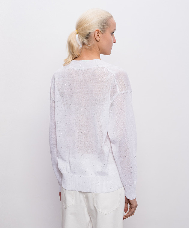 Brunello Cucinelli Білий пуловер з льону MDT746412 зображення 4