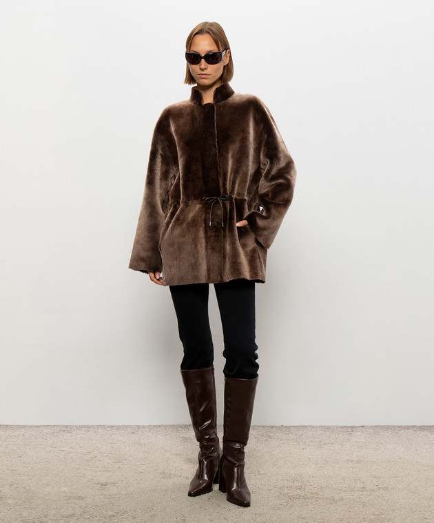 Babe Pay Pls Коричнева двостороння дублянка з куліскою 2623MERINO зображення 2