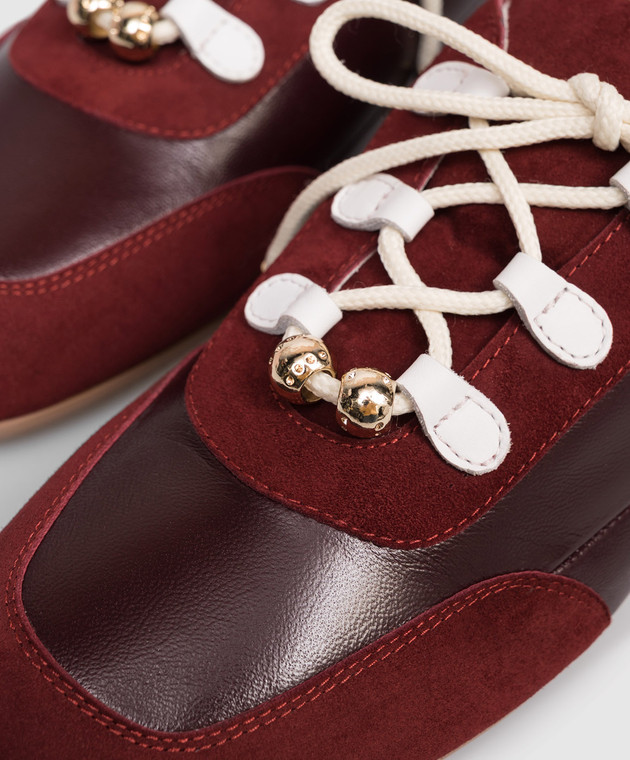 Babe Pay Pls Бордовые кожаные кроссовки с бусинами NICKY изображение 5