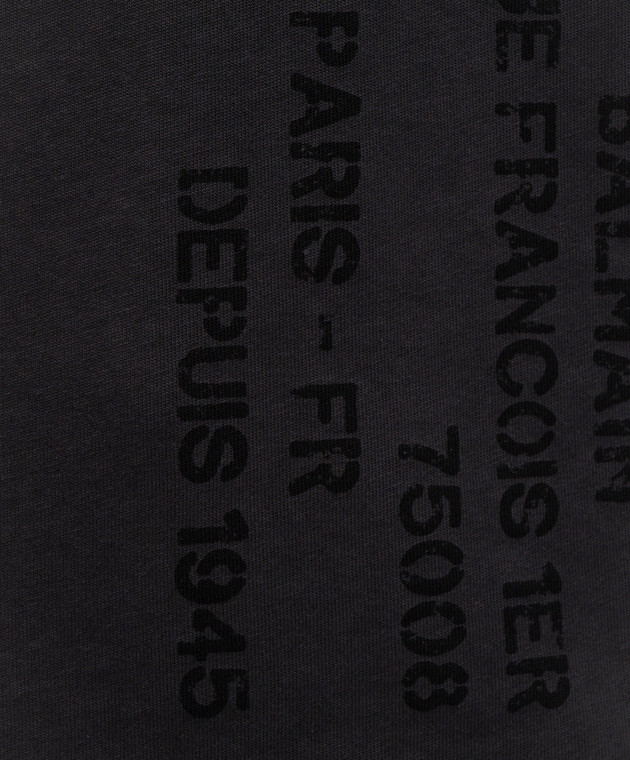 Balmain Сіра футболка з принтом GH0EF000BD49 зображення 4