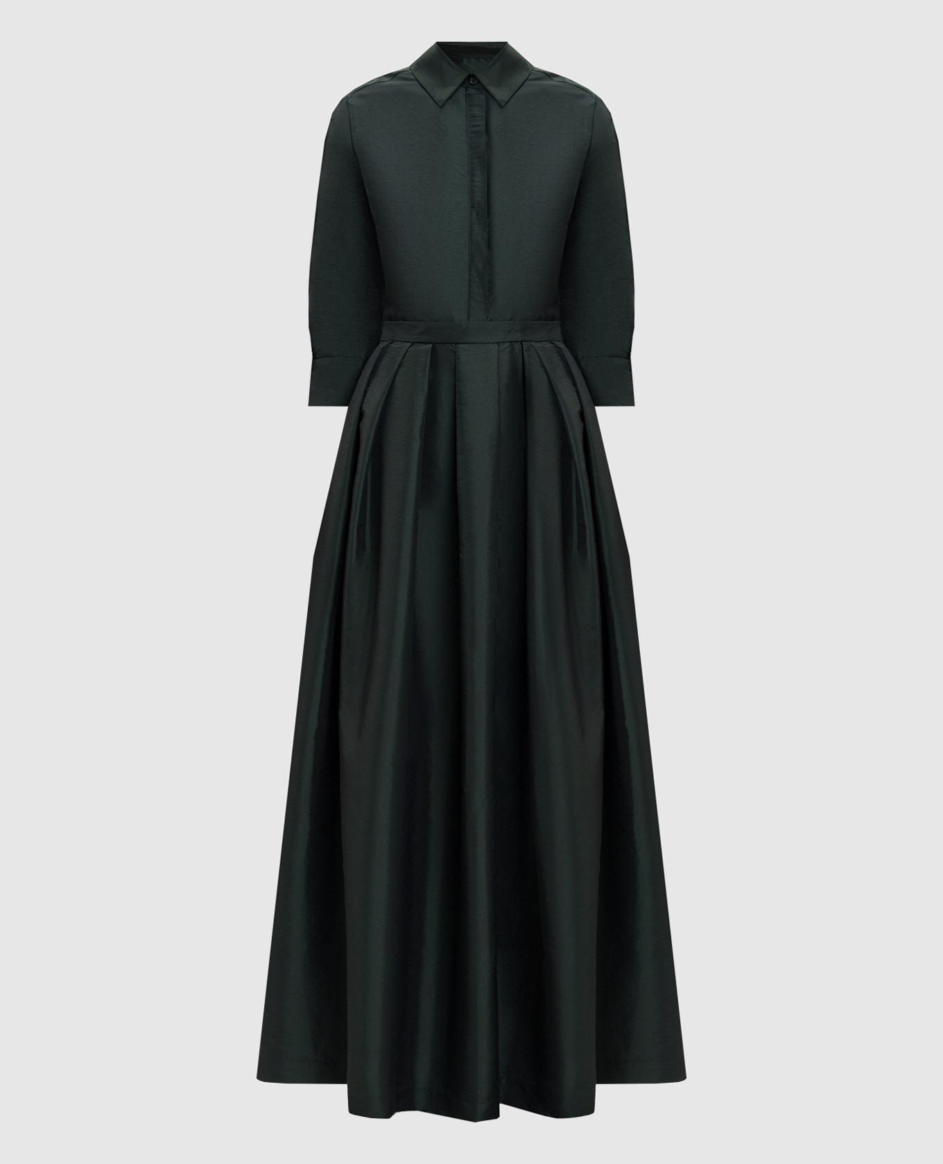 

Зеленое платье-рубашка макси, Зеленый, Повседневные платья