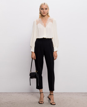 Twinset Блуза с кружевом цвета айвори 262TP2481