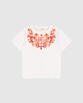 Dolce&Gabbana Детская футболка цветная айвори с принтом Майолика L5JTNKG7P4U812