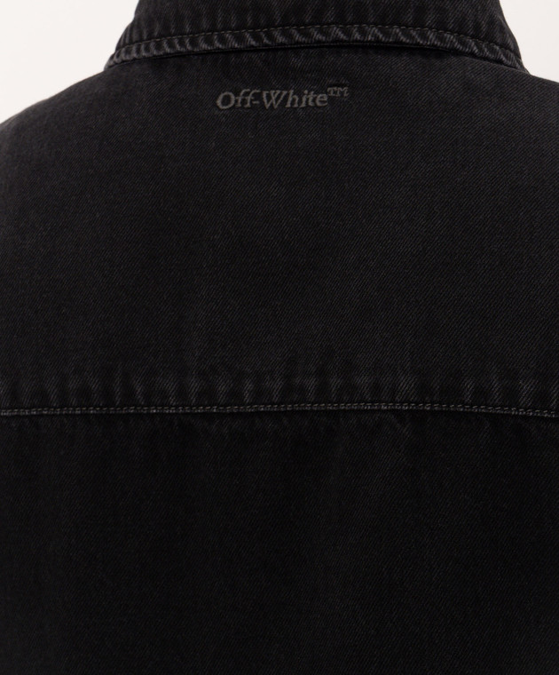 Off-White Черная рубашка джинсовая с вышивкой логотипа 44MYD05YF26D001 изображение 5