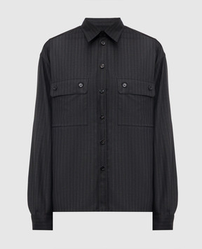 Dolce&Gabbana Чорна сорочка з вовни в смужку G5OG7TFR2ZX