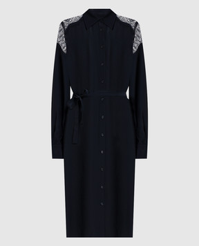 Twinset Синя сукня-сорочка з мереживом 261TP2590