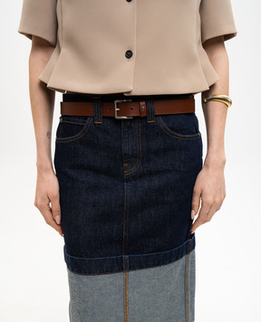 Ami Paris Коричневый кожаный ремень с фактурной эмблемой UBL205AL0140w