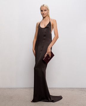 Tom Ford Коричневое платье из шелка с открытой спиной AB3711FAX1720