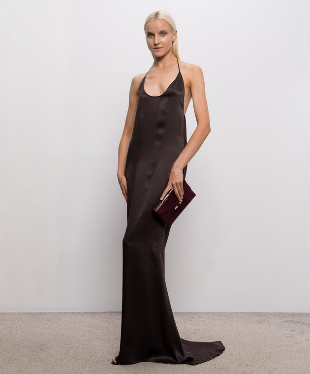 Tom Ford Коричневое платье из шелка с открытой спиной AB3711FAX1720 изображение 2