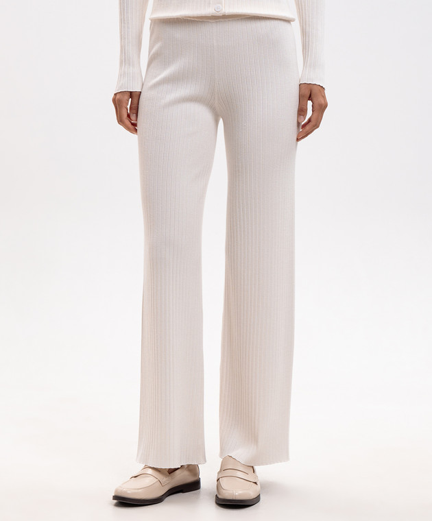 Twinset Брюки цвета айвори в рубчик 262LI3EBB изображение 3