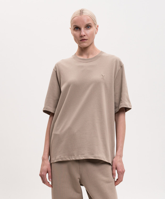 Ami Paris Бежевая футболка UTS341726w изображение 3