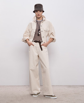 Brunello Cucinelli Джинсовая куртка цвета айвори с цепочкой мониль ML9967674