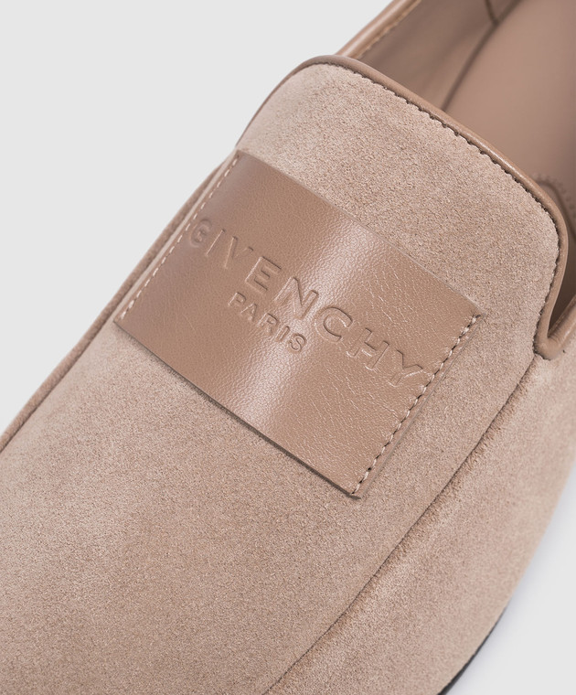 Givenchy Бежевые замшевые лоферы Label BH203DH1XE изображение 5