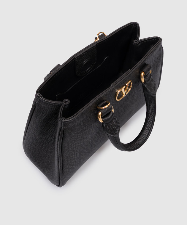 Valentino Черная кожаная сумка-мини VLogo 9W2P0BA9SNP изображение 5