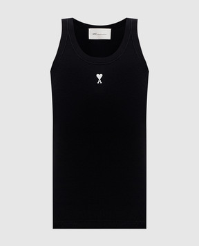 Ami Paris Черная футболка с вышивкой эмблемы FTP811JE0117