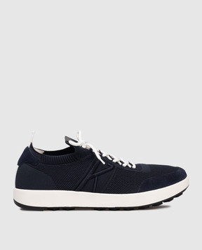 Kiton Сині комбіновані кросівки з монограмою USSA031N01217