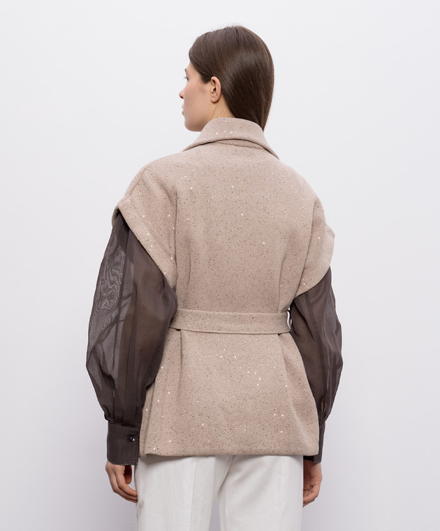 Brunello Cucinelli Бежевий жилет з поясом MDV752716 зображення 4
