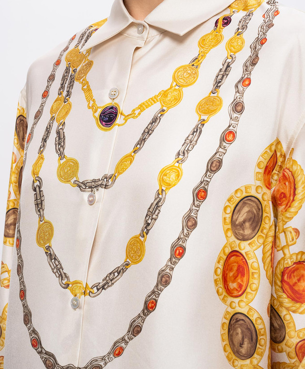 Versace Блуза цвета айвори из шелка в принт 10242211A18007 изображение 4