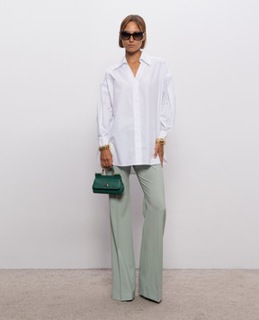 Max Mara Sportmax Зеленые брюки клеш HANGAR из шерсти SPXHANGAR