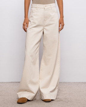 Max Mara Weekend Джинсовый палаццо цвета айвори с логотип патч WKDCANNETI