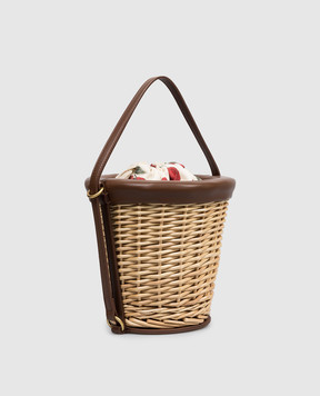 Twinset Бежева сумка бакет-бег з лози 261TD8253