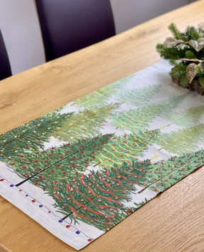 TESSITURA TOSCANA TELERIE Серый ранер FAIRY TREES из льна NT210113080037