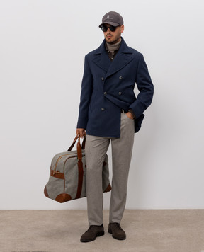 Brunello Cucinelli Серые брюки из шерсти с вышивкой эмблемы M038PF1012