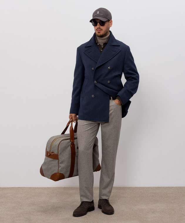 Brunello Cucinelli Серые брюки из шерсти с вышивкой эмблемы M038PF1012 изображение 2