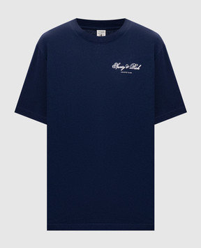Sporty & Rich Синяя футболка Club Script TO11985274BL106