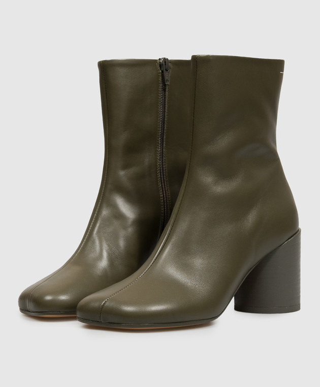 Maison Margiela MM6 Шкіряні ботильйони кольору хакі S59WU0235P3628 зображення 2