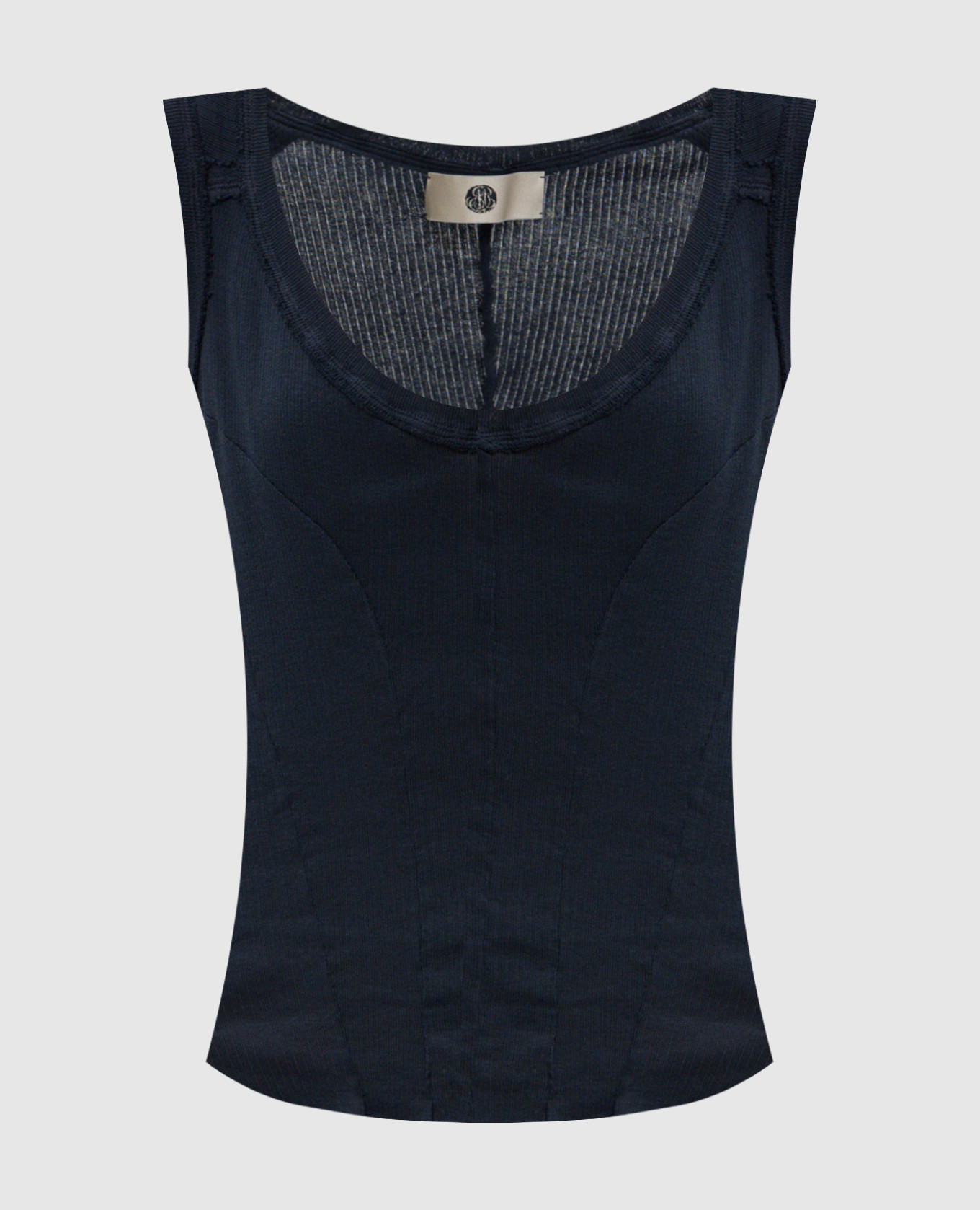 Синяя майка в рубчик