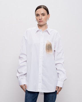 Vetements Белая рубашка с вышивкой логотипа ME76SH045Ww