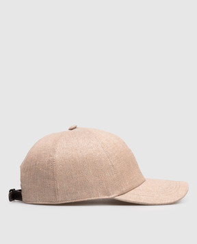 Brunello Cucinelli Бежева кепки з льоном з вишивкою емблеми MCAP90002
