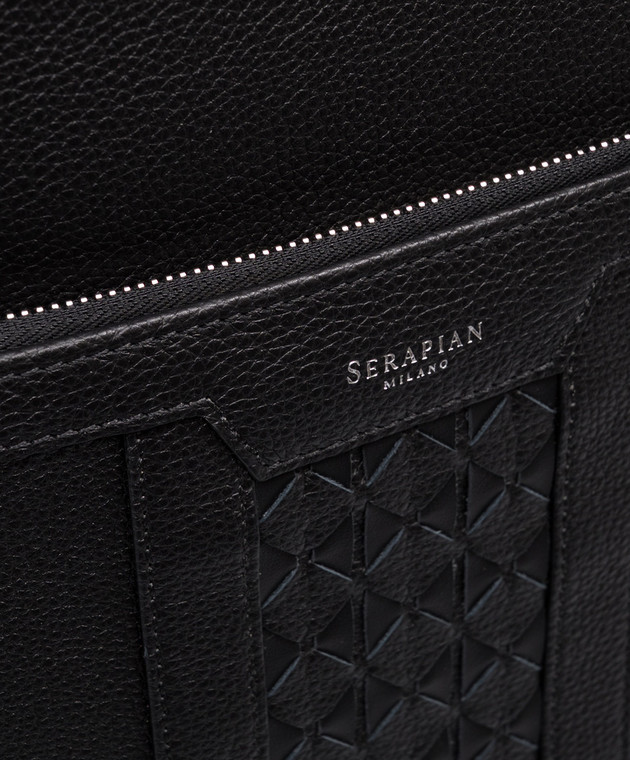 Serapian Черный кожаный рюкзак с логотипом SRCMOMLL738431A001 изображение 4