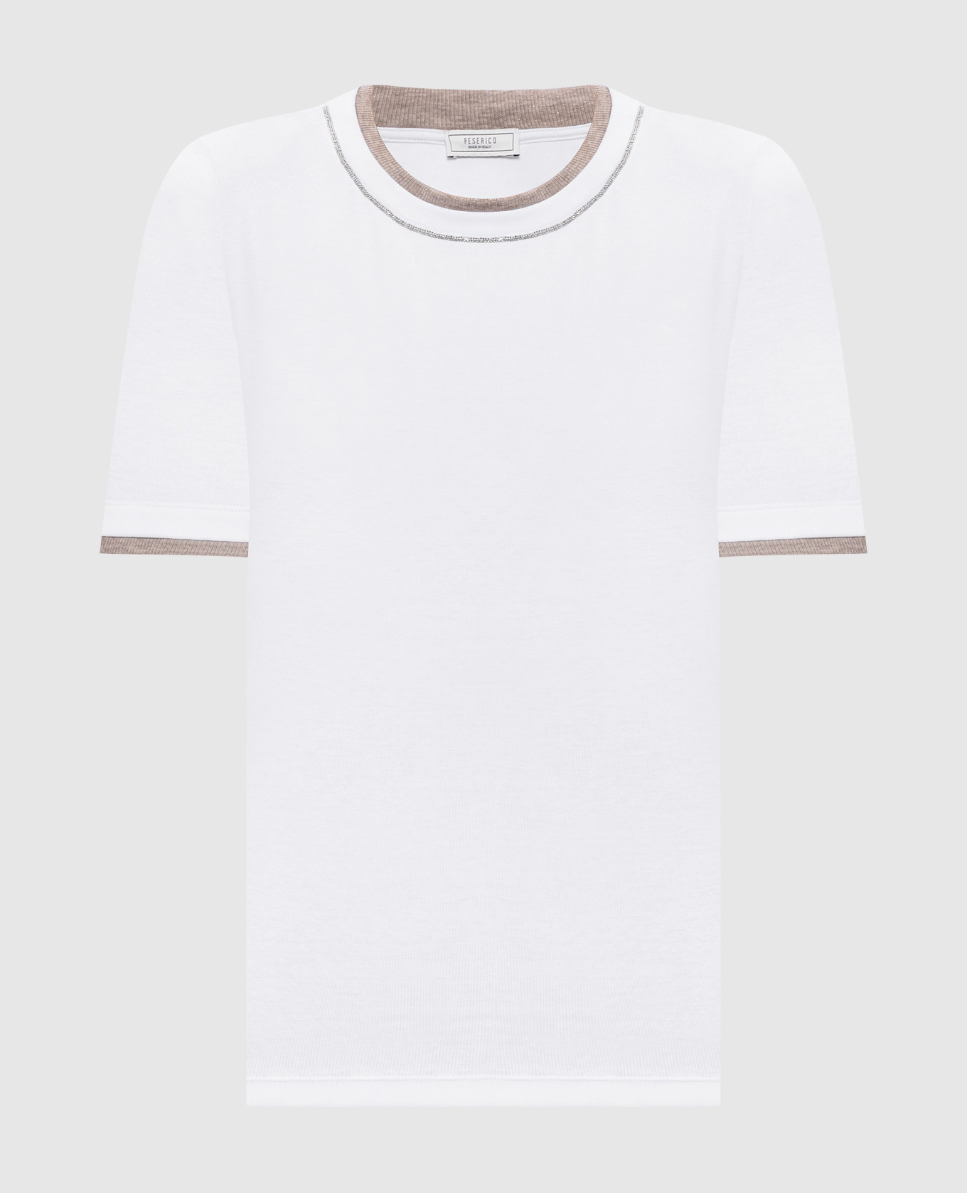Белая футболка с цепочкой мониль и люрексом