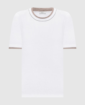 Peserico Белая футболка с цепочкой мониль и люрексом A06809J05669C