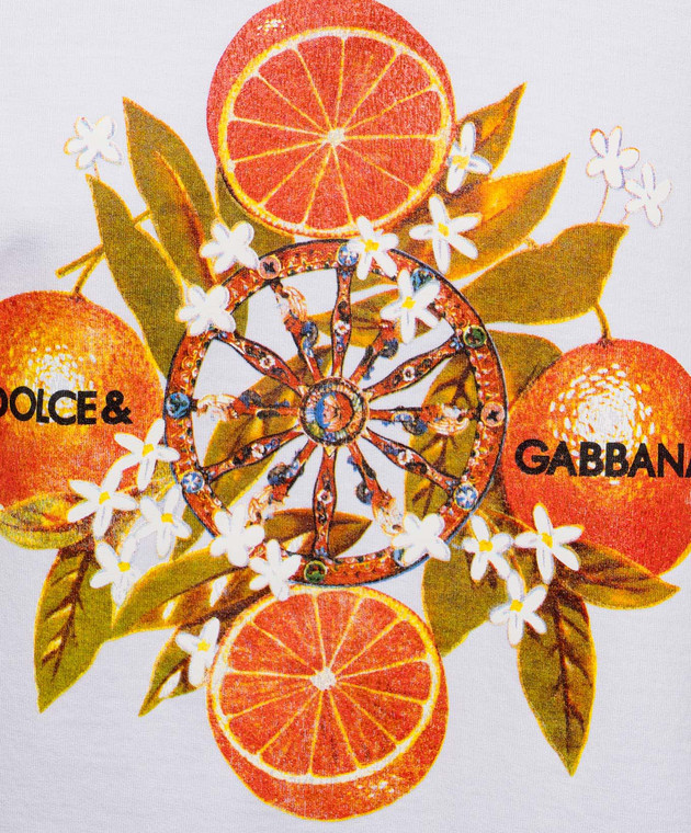Dolce&Gabbana Белая футболка с принтом F8V78TGDDVN изображение 5
