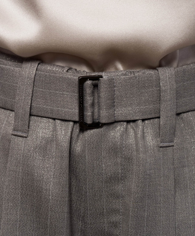 Brunello Cucinelli Сірі штани з вовни в смужку MP189P8995 зображення 5
