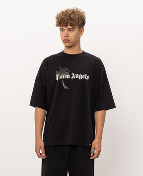 Palm Angels Чорна футболка з принтом логотипа PAMAA003JR006