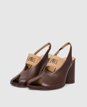 Maison Margiela MM6 Коричневі шкіряні слінгбеки Anatomic S59WP0213P3628