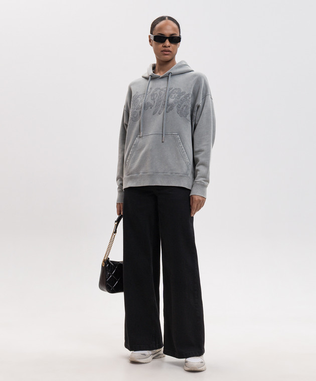 Off-White Сіре худі з вишивкою логотипа 2FE00448T зображення 2