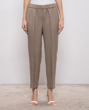 Peserico Бежевые брюки с леном с цепочкой мониль A0407206668