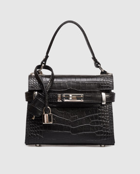 Gianni Notaro Черная кожаная сумка-мини Cocco с тиснением под кожу крокодила 098COCCONIKEL