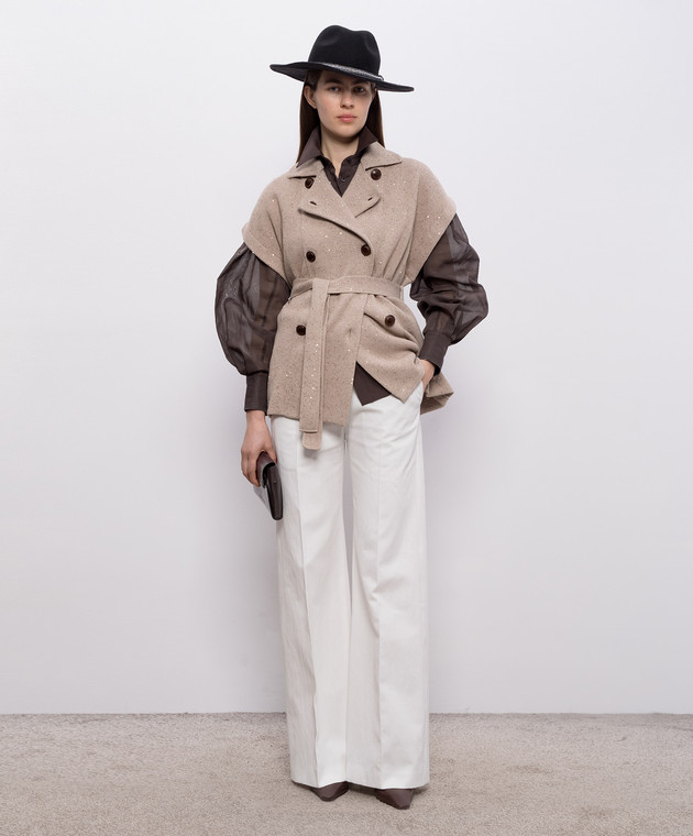 Brunello Cucinelli Коричнева блуза з ланцюжком моніль M0091MO516 зображення 2