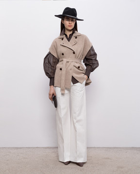 Brunello Cucinelli Коричневая блуза с цепочкой мониль M0091MO516