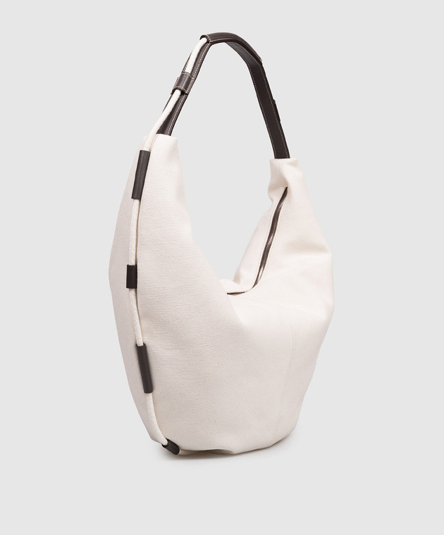 Peserico Сумка-хобо цвета айвори с акцентным окантованием S38383C0CC832 изображение 3