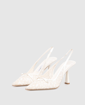 Jimmy Choo Білі слінгбеки Amita 85 з глітером AMITA85ZAQ